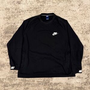 VTG Y2K Blue Tag Black Nike Mens Thermal Lined Baggy Sweatshirt With Pockets